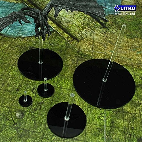 LITKO RPG Round Flight Stands | Role Playing Games | Compatible with Dungeons and Dragons | Compatible with Pathfinder | Circular Black Base (1-inch Medium) - Image 2