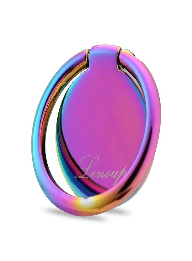 lenoup Rainbow Cell Phone Ring Stand Holder,Purple Multicolor Ring Grip Kickstand,360 Rotation Metal Finger Ring for Almost All Phones,Pad - Image 1