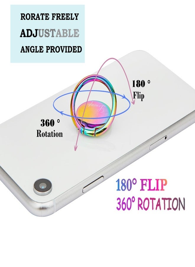 lenoup Rainbow Cell Phone Ring Stand Holder,Purple Multicolor Ring Grip Kickstand,360 Rotation Metal Finger Ring for Almost All Phones,Pad - Image 3