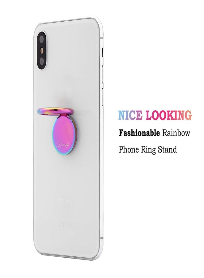 lenoup Rainbow Cell Phone Ring Stand Holder,Purple Multicolor Ring Grip Kickstand,360 Rotation Metal Finger Ring for Almost All Phones,Pad - Image 2