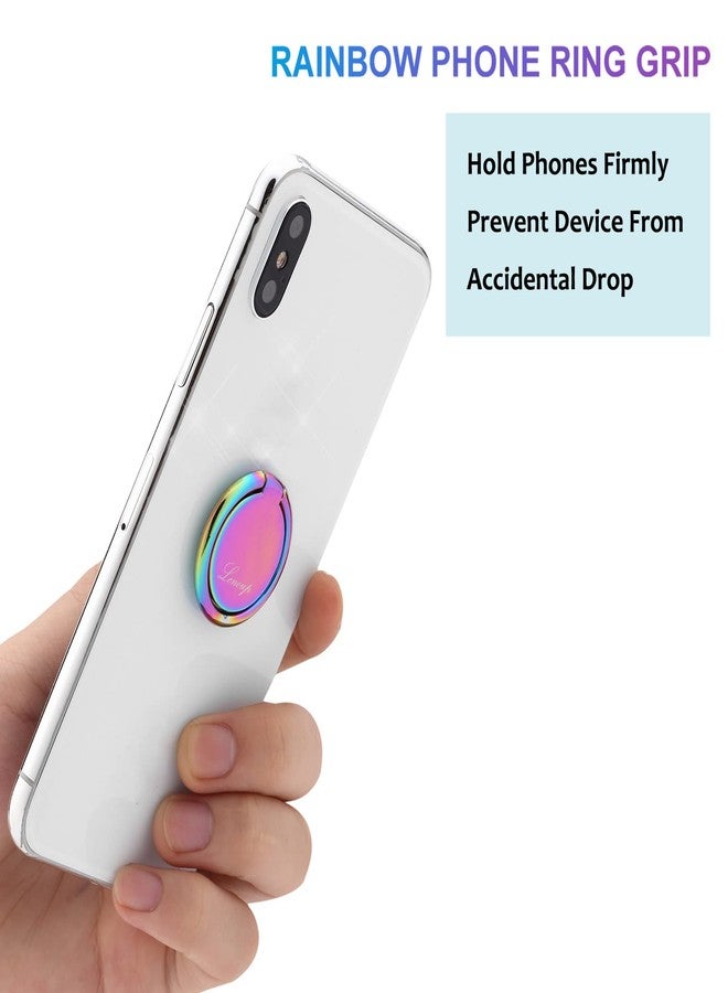 lenoup Rainbow Cell Phone Ring Stand Holder,Purple Multicolor Ring Grip Kickstand,360 Rotation Metal Finger Ring for Almost All Phones,Pad - Image 5
