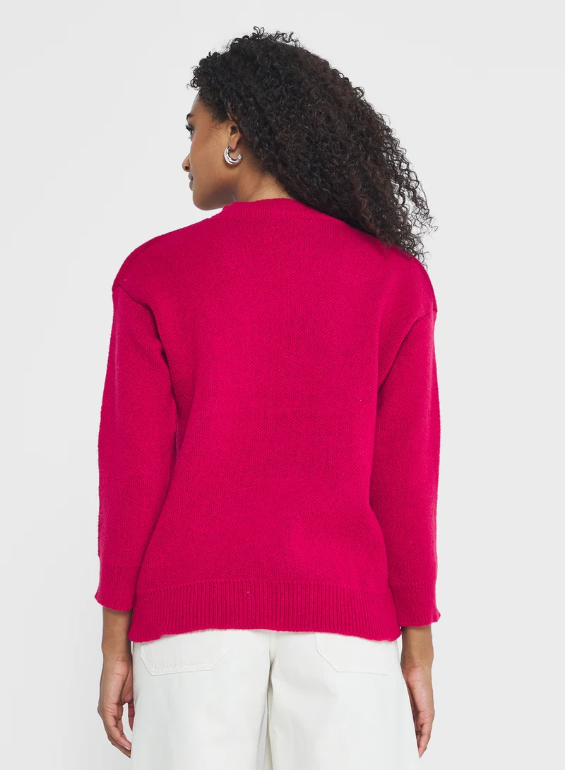 جينجر Cherry Detail Crew Neck Sweater