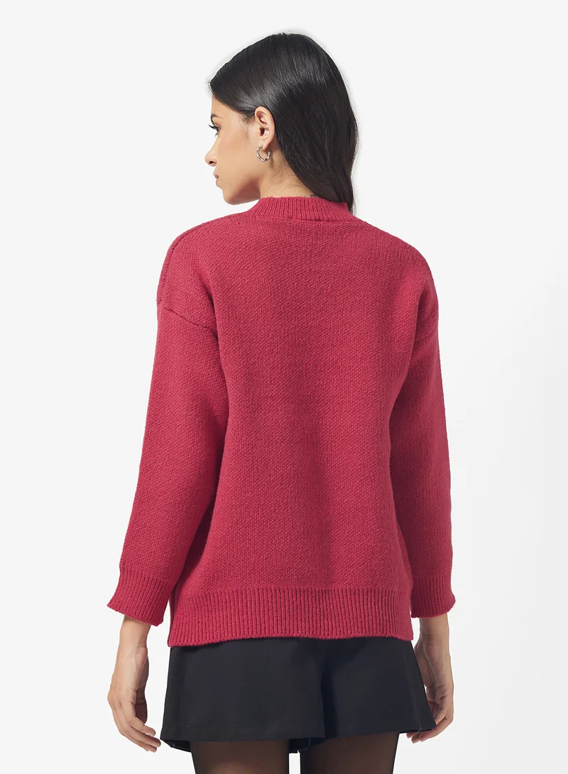 Ginger Cherry Detail Crew Neck Sweater