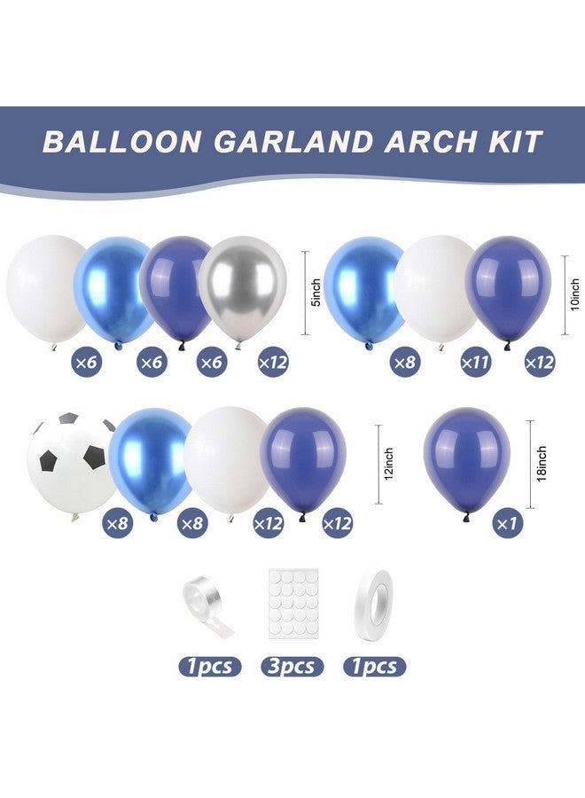 Sowide Soccer Balloon Arch Kit,Royal Blue Silver White Metallic Silver Football Balloons for Kids Boy Soccer Birthday Party Decorations Baby Shower Wedding Anniversary Graduation Sport Themed Party Supplies - Image 2