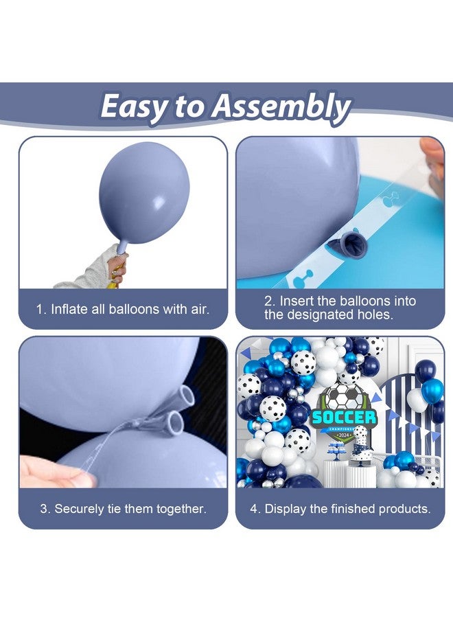 Sowide Soccer Balloon Arch Kit,Royal Blue Silver White Metallic Silver Football Balloons for Kids Boy Soccer Birthday Party Decorations Baby Shower Wedding Anniversary Graduation Sport Themed Party Supplies - Image 3