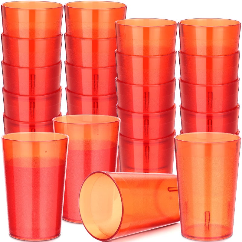 Meanplan 48 Pack Restaurant Grade 8oz Plastic Cup Break Resistant Drinking Glasses Are Reusable Stackable and Shatterproof Drink Tumblers for Cafe Party and Catering Supplies Red