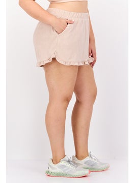 Bar III Women Plus Size French Terry Ruffled Shorts, Dark Beige  - Image 3