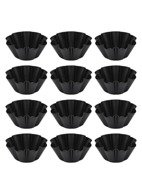 12 Pack Egg Tart Molds | Carbon Steel Mini Muffin Cake Molds | Non-Stick Cupcake Molds | Pudding Molds | Baking Molds for Cookies | Reusable Kitchen Baking Tools