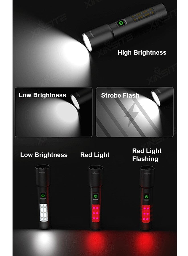 Rechargeable flashlight, high brightness, adjustable tactical flashlight,  high-power flashlight, LED emergency dual-purpose household flashlight, Type-C charging, 1800mah, digital display of battery level - Image 3