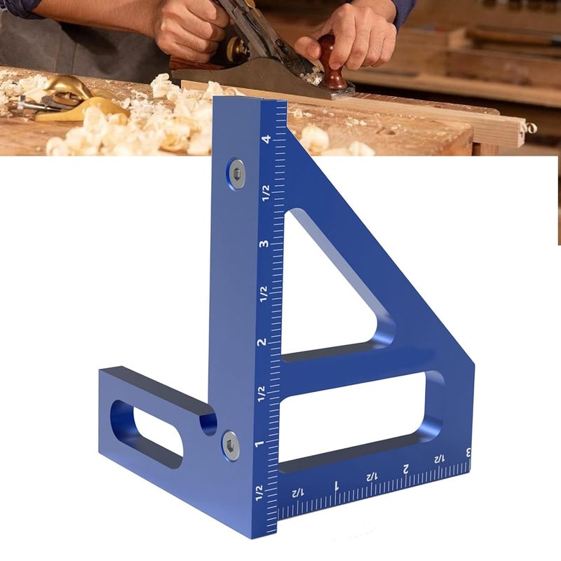 Multi Angle Measuring Triangle Ruler, Miter Scriber with 45 and 90 Degree Angle Gauge, Aluminum Alloy Woodworking Line Drawing Tool for Carpenters and DIY Projects (Blue) - Image 4