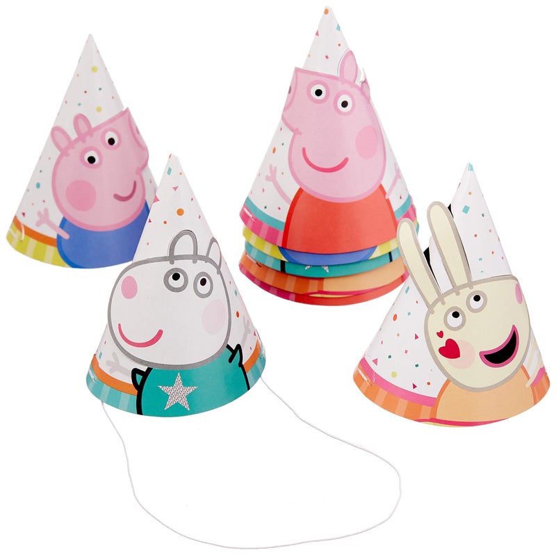 Amscan Adorable Multicolor Peppa Pig Confetti Party Mini Hats - 3.66" x 2" (Pack of 8 ) - Unique Design - Fun & Stylish Party Accessory - Perfect for Birthday Celebrations - Image 1