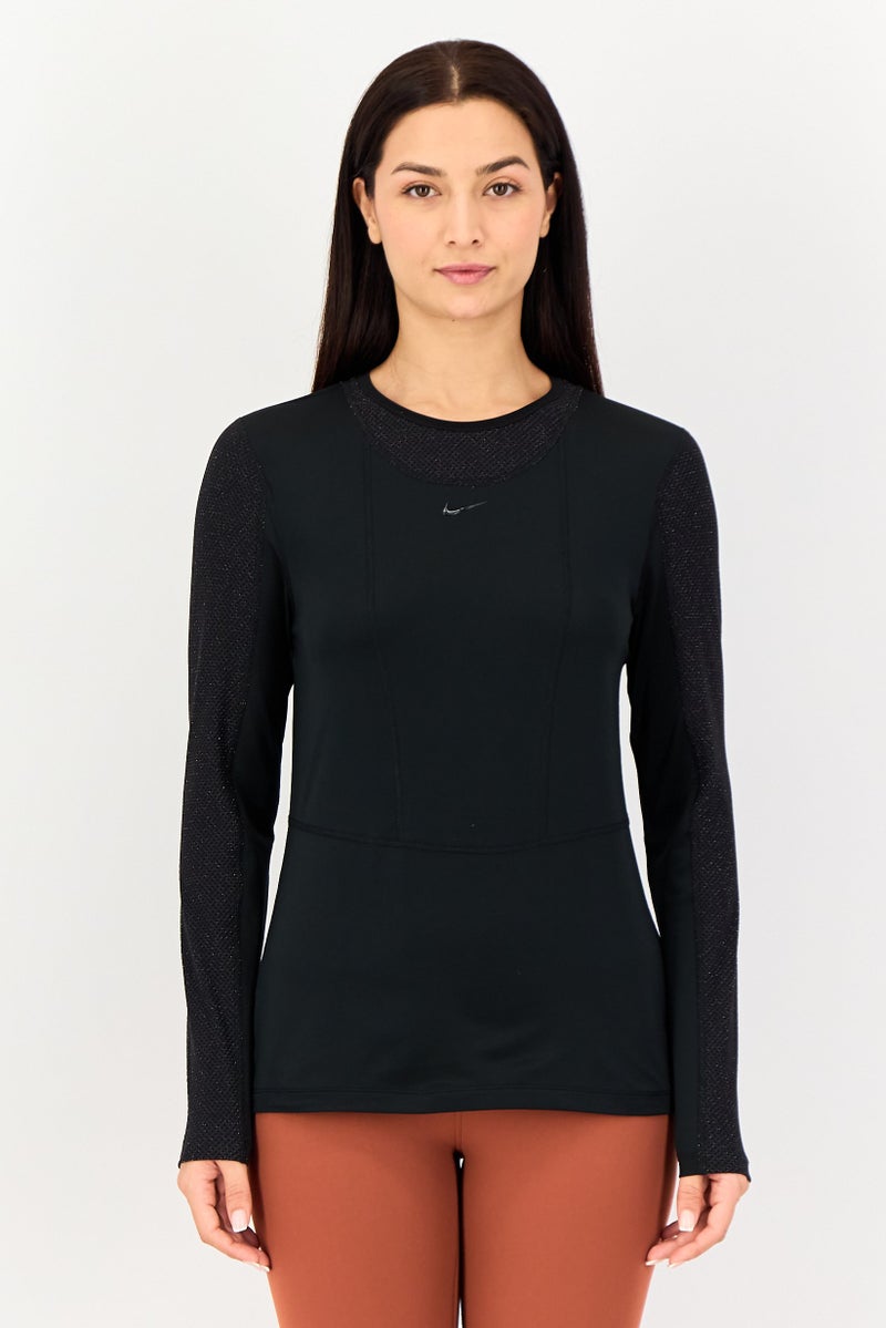 Nike Women Dri-Fit Brand Logo Long Sleeves Outdoor T-Shirt, Black - Image 1