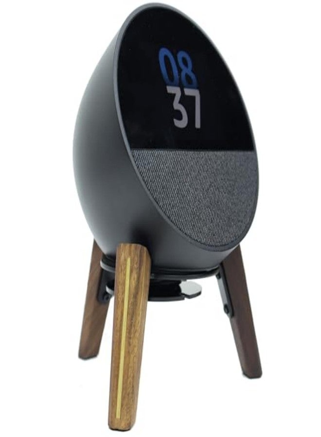 Alloery Universal Desktop Speaker Mount Stand Suitable for Echo Spot (2024 Release),Pop,Dot 5th, Home Pod Mini and All Suitable Sized Speakers (Black Walnut with Metal Strip) - Image 1