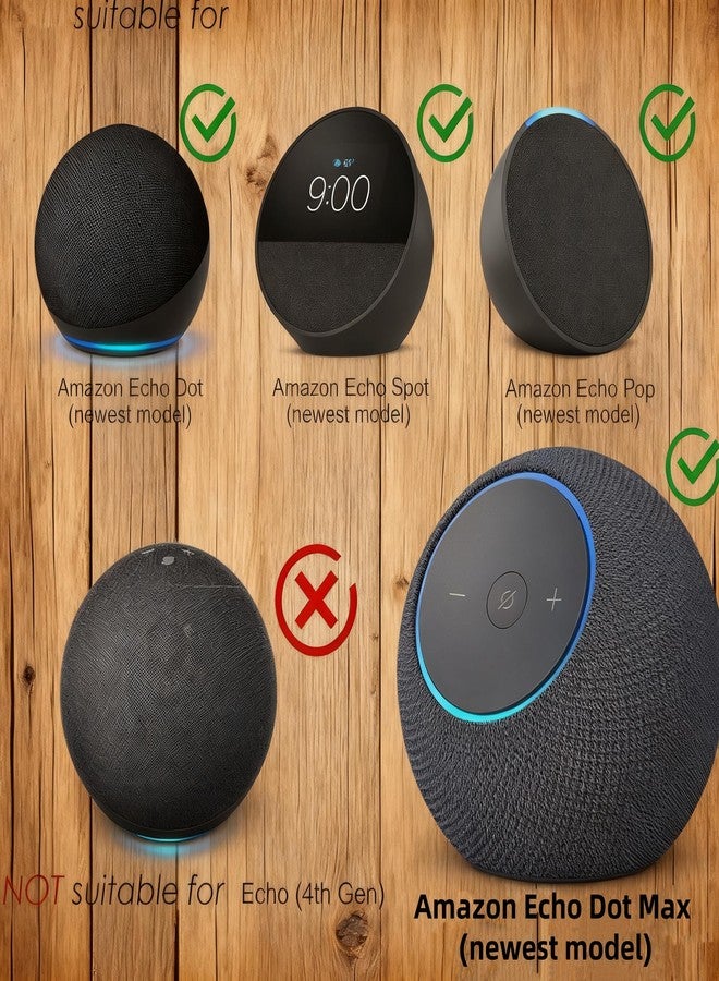 Alloery Universal Desktop Speaker Mount Stand Suitable for Echo Spot (2024 Release),Pop,Dot 5th, Home Pod Mini and All Suitable Sized Speakers (Black Walnut with Metal Strip) - Image 5