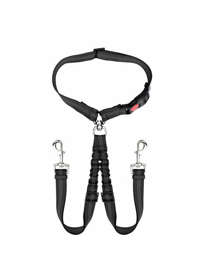 AUTOWT Double Dog Seat Belt, New Dual Pet Car Headrest Restraint Safety Seatbelt No Tangle Dog Leash Duty Adjust Elastic Bungee Puppy Lead Splitter Connect Harness in Vehicle Travel for 2 Dogs - Image 1