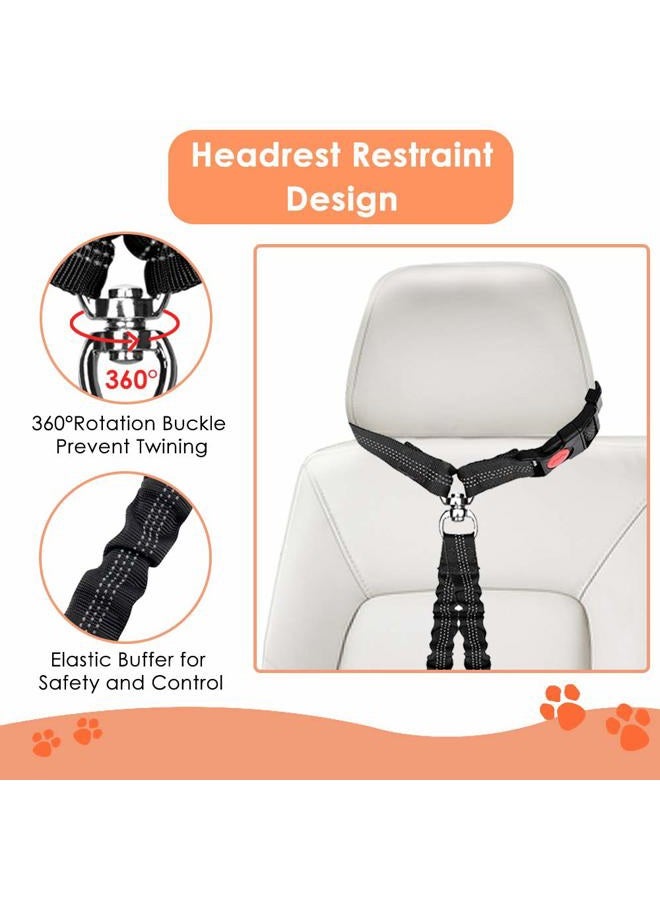 AUTOWT Double Dog Seat Belt, New Dual Pet Car Headrest Restraint Safety Seatbelt No Tangle Dog Leash Duty Adjust Elastic Bungee Puppy Lead Splitter Connect Harness in Vehicle Travel for 2 Dogs - Image 3