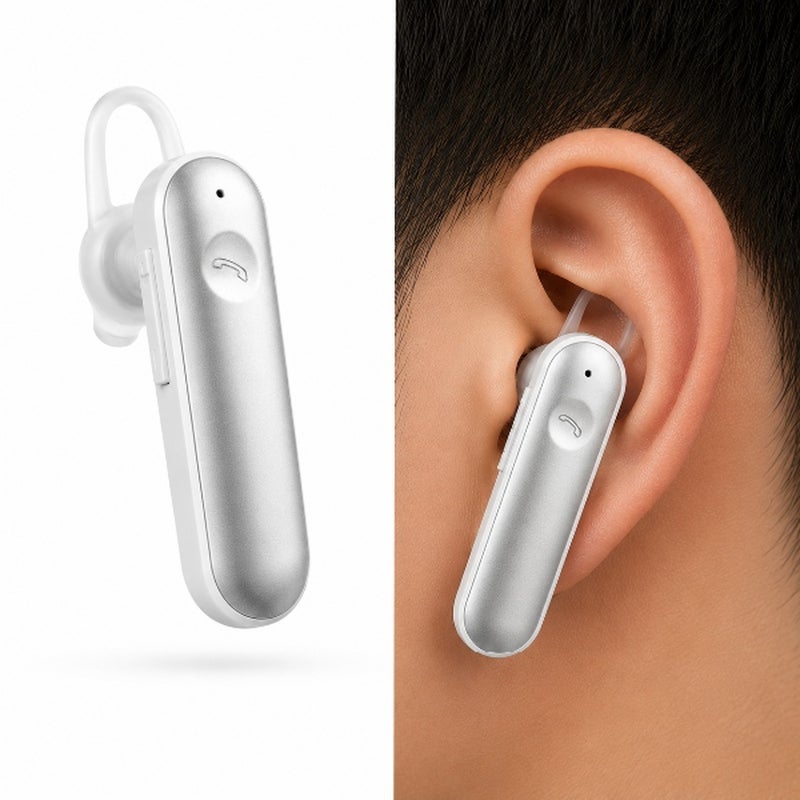 Wireless Bluetooth Headset Single Ear with HD Mic – Handsfree Calling Earphone for Driving, Work & Mobile Phones – Comfortable Bluetooth Earpiece with Clear Sound – Handfree, Hands Free, Bluetooth Earphone, Wireless Headset, Mono Earbuds, Business Headset - Image 1