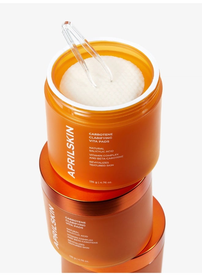APRILSKIN April Skin Carrotene Clarifying Vita Exfoliating Toner Pads BHA Pore Care 60 Pads - Image 3