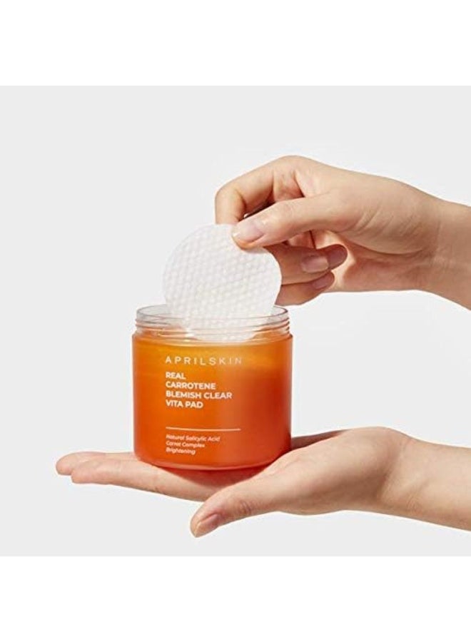 APRILSKIN April Skin Carrotene Clarifying Vita Exfoliating Toner Pads BHA Pore Care 60 Pads - Image 3