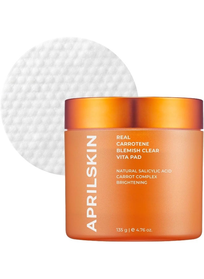 APRILSKIN April Skin Carrotene Clarifying Vita Exfoliating Toner Pads BHA Pore Care 60 Pads - Image 1