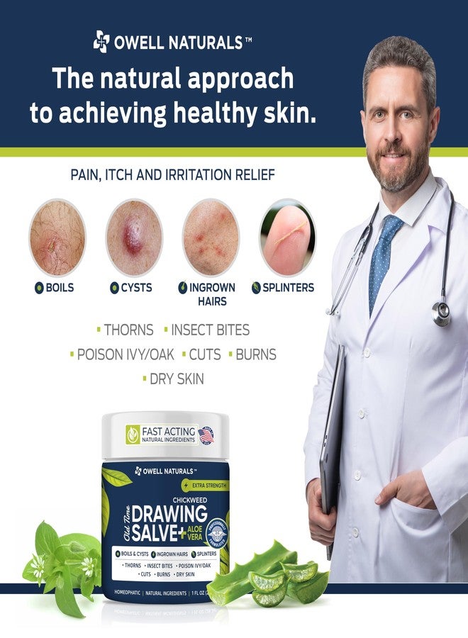 OWELL NATURALS Chickweed Drawing Salve with Aloe Vera for boils, Cyst, Splinters, Poison Ivy/Oak, Skin Disorder, Irritations, Burns, Minor Cuts, Dry Skin, Itching - Image 2