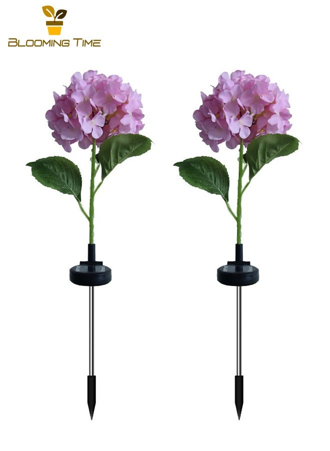 BLOOMING TIME Two Solar Hydrangea Lights, Ground Plug-In Lights, Simulation Flowers, Outdoor Waterproof Garden, Courtyard Lawn, LED Lights, Decorative Atmosphere Lights,Pink - Image 5