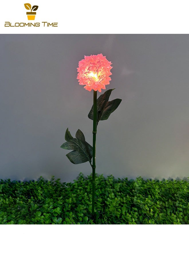 BLOOMING TIME Two Solar Hydrangea Lights, Ground Plug-In Lights, Simulation Flowers, Outdoor Waterproof Garden, Courtyard Lawn, LED Lights, Decorative Atmosphere Lights,Pink - Image 3