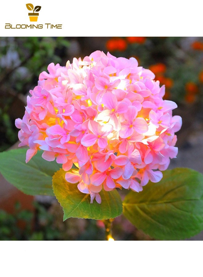 BLOOMING TIME Two Solar Hydrangea Lights, Ground Plug-In Lights, Simulation Flowers, Outdoor Waterproof Garden, Courtyard Lawn, LED Lights, Decorative Atmosphere Lights,Pink - Image 4