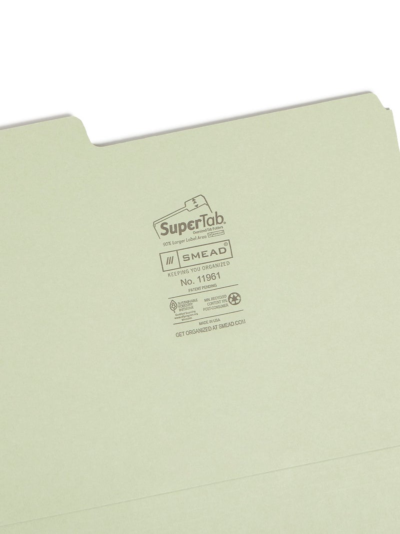 Smead SuperTab File Folder, Oversized 1/3-Cut Tab, Letter Size, Assorted Pastel Colors, 100 per Box (11961), Pack of 1 - Image 3