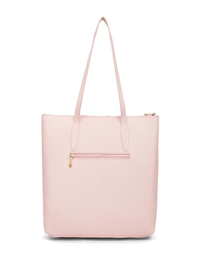 Caprese Jimny 14 Inch Laptop Compatible Large Tote Bag for Women | Stylish, Durable, and Spacious with Multiple Compartments, Back Zipper Pocket for Work, Travel, and Everyday Use (Powder Pink) - Image 5