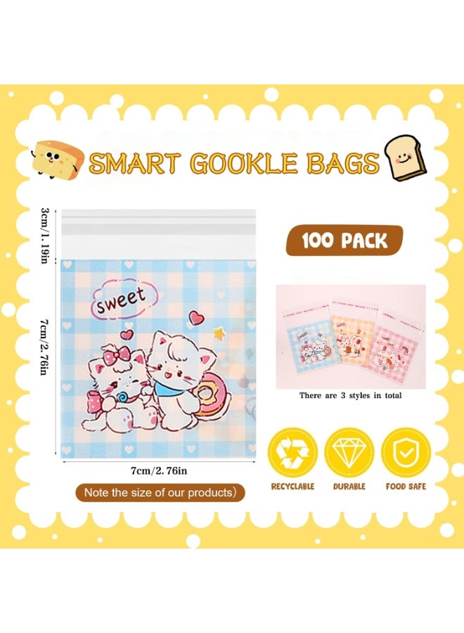 روعة 100 قطعة أكياس ملفات تعريف الارتباط لطيفة ذاتية الختم ، أكياس وجبات خفيفة ذاتية اللصق مقاس 7 × 7 سم ، أكياس هدايا من السيلوفان المسطحة لحفلات الأطفال ، أكياس حلوى الزفاف ، أكياس الحلوى ، أكياس التخزين ، أكياس تغليف وتخزين المواد الغذائية الشفافة ، (متعددة الأنماط ، صديقة للبيئة) - Image 2