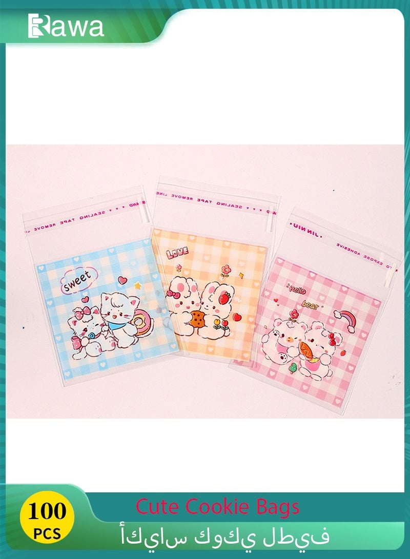 روعة 100 قطعة أكياس ملفات تعريف الارتباط لطيفة ذاتية الختم ، أكياس وجبات خفيفة ذاتية اللصق مقاس 7 × 7 سم ، أكياس هدايا من السيلوفان المسطحة لحفلات الأطفال ، أكياس حلوى الزفاف ، أكياس الحلوى ، أكياس التخزين ، أكياس تغليف وتخزين المواد الغذائية الشفافة ، (متعددة الأنماط ، صديقة للبيئة) - Image 1