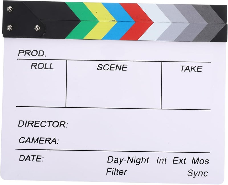 White Acrylic Movie Clapboard Lightweight Erasable Pen for Filmmaking Photography Studio Scene Setup - Image 1