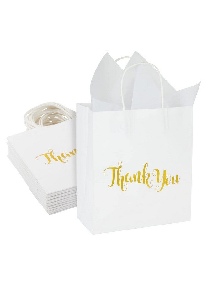 Juvale 15 Pack White Thank You Paper Gift Bags With Handles Tissue Paper For Wedding Baby Shower Birthday Party Favors (8 X 4 X 8.8 In) - Image 1