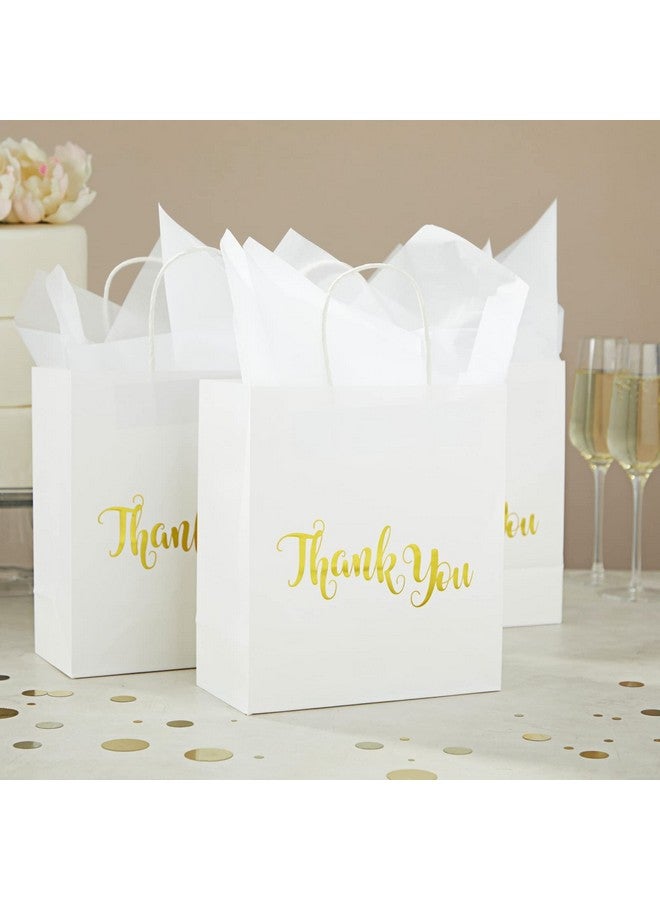 Juvale 15 Pack White Thank You Paper Gift Bags With Handles Tissue Paper For Wedding Baby Shower Birthday Party Favors (8 X 4 X 8.8 In) - Image 2