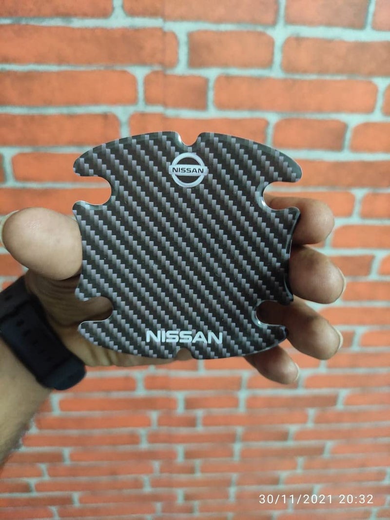 BIG FLAG BFRC 3D Gel Finish Car Door Carbon Fiber Handle Cup Scratch Guard Sticker Universal for Specific Brand (Pack of 4, MRDRCFVAR, NISON) - Black - Image 5