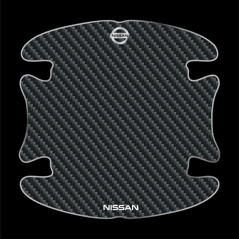 BIG FLAG BFRC 3D Gel Finish Car Door Carbon Fiber Handle Cup Scratch Guard Sticker Universal for Specific Brand (Pack of 4, MRDRCFVAR, NISON) - Black - Image 3