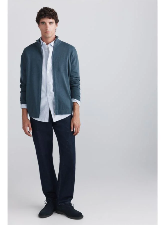 Basic zip fastening cardigan