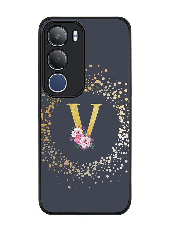 Stylizedd For vivo Y19s / Y19s Pro Case,Slim fit Camera Protection, Shockproof Thin Phone cover  - Custom Monogram Floral - V  (Grey )