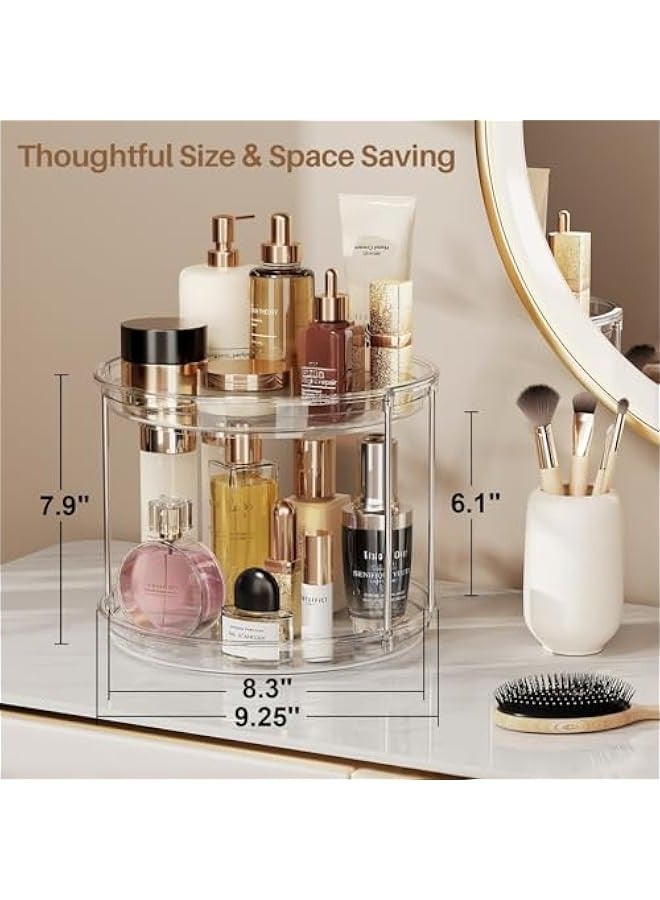 بيوينتي منظم دوار ليزي سوزان من طبقتين من لامو 9.25 انش، منظم رف توابل دوار للخزانة والمطبخ وخزانة المؤن وسطح الطاولة والحمام وطاولة الزينة ومنظم خزانة الادوية، شفاف - Image 4