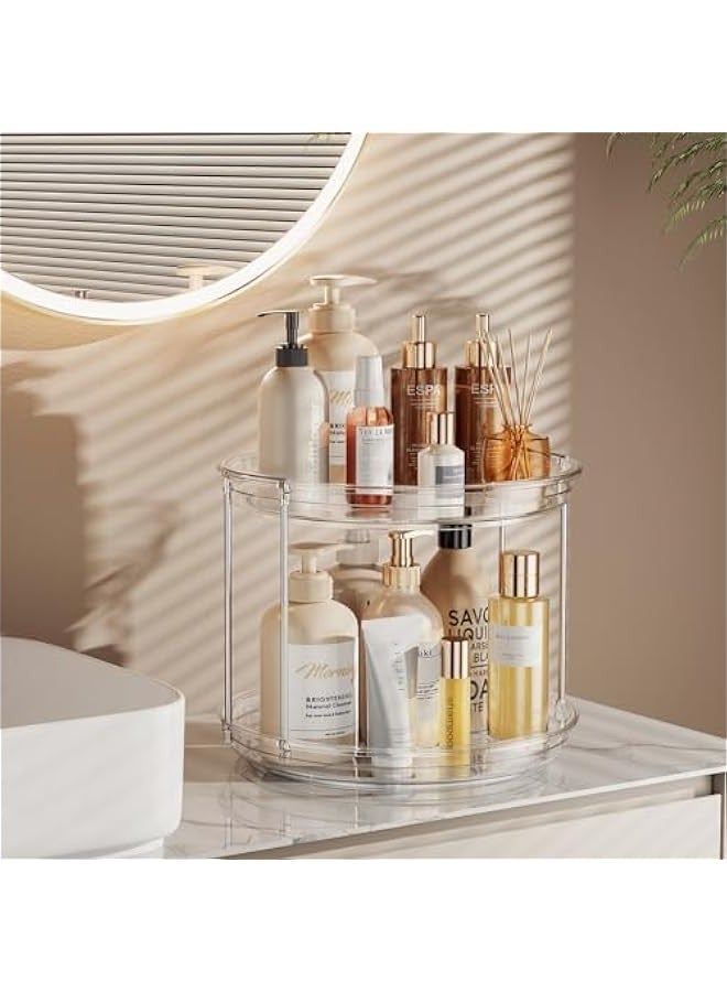 بيوينتي منظم دوار ليزي سوزان من طبقتين من لامو 9.25 انش، منظم رف توابل دوار للخزانة والمطبخ وخزانة المؤن وسطح الطاولة والحمام وطاولة الزينة ومنظم خزانة الادوية، شفاف - Image 5