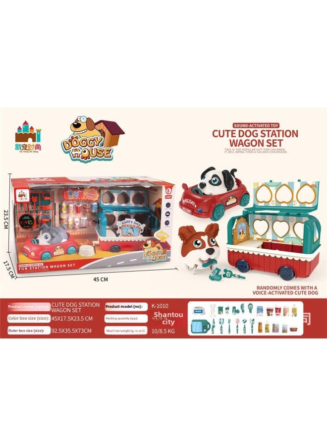 Fun Play Home Electronic Pet Dog Inertia Sliding Car Airship Toy Birthday Gift-Color:Fun Adorable Dog Assembly Car (window Box  - Image 1