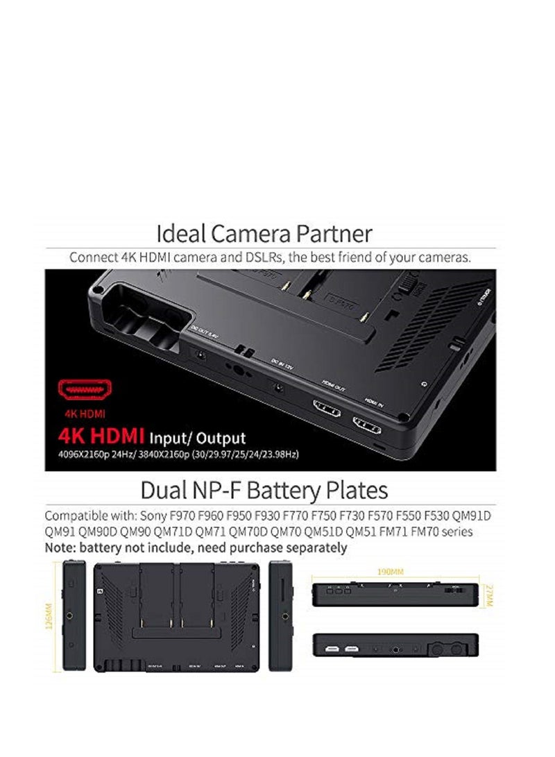 فيل وورلد FEELWORLD LUT7 سويتشر فيديو مقاس 7 بوصة مع شاشة لمسية فائقة السطوع 4K 1920x1200 - Image 4