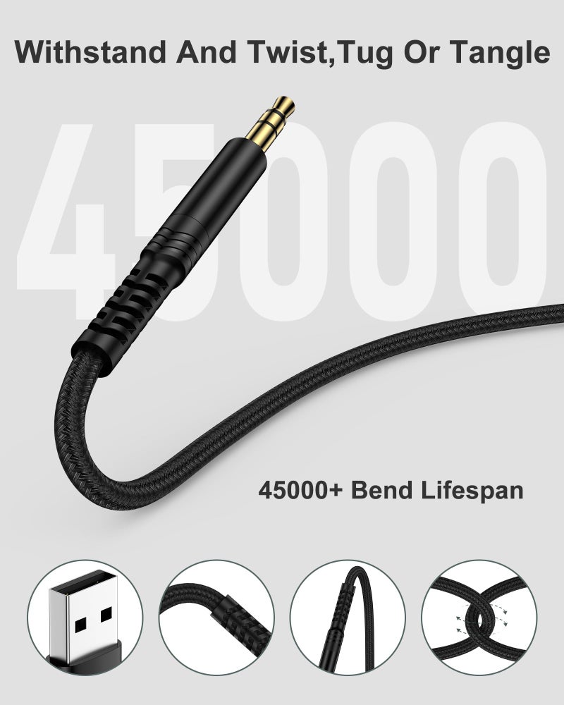 AILKIN USB to 3.5mm Audio Cable 3FT, Braided USB-A to Aux Male to Male TRS Stereo Adapter Cord, USB 2.0 to 1/8â€ Jack Adaptor Auxiliary Cable for Headphones Speakers Amplifiers PC Laptop PS4 PS5 Windows Mac - Image 3