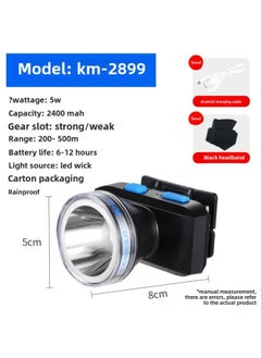 Kang Ming High-power Portable Lamp Led Searchlight Strong Long-range Security Patrol Emergency Flood Control Fire Flashlight-Color:Kangming 2899 Headlight