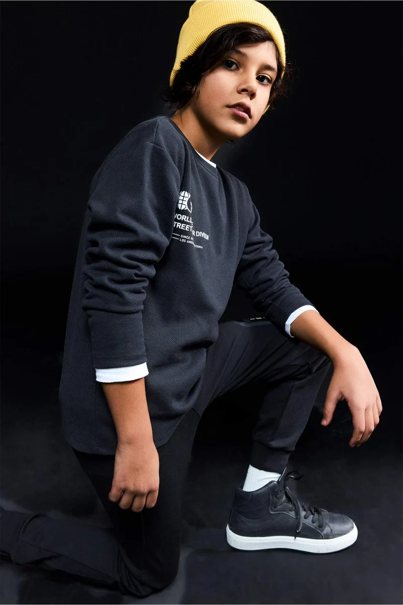 DeFacto Boy Crew Neck Printed Long Sleeve T-Shirt