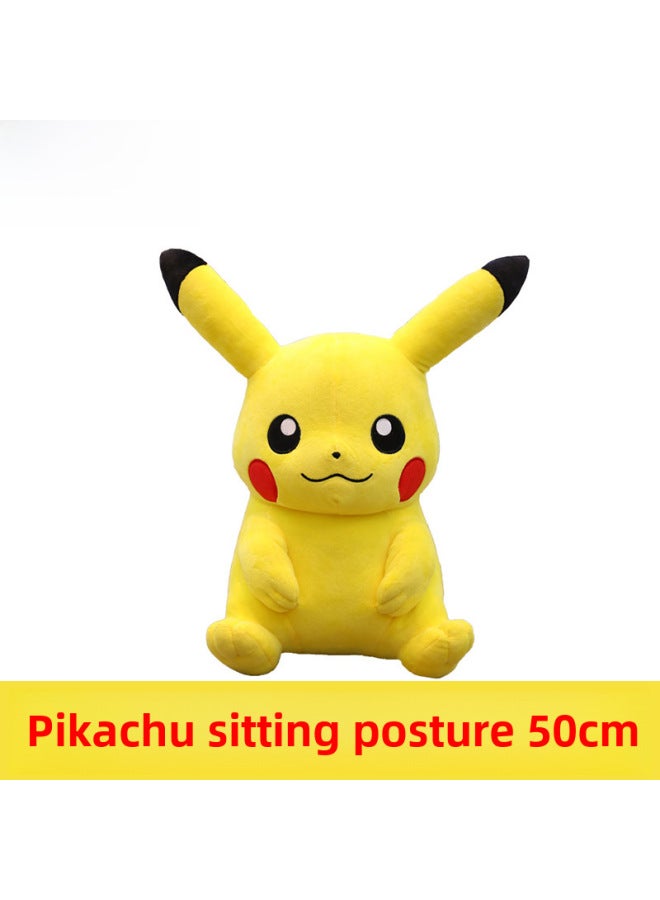 Pikachu Plush Toy Doll Pokemon Genny Turtle Small Fire Dragon Pillow Children's Birthday Gift Girls Soft Stuffed Animal Toy-Color:50cm Sitting Pikachu-Height:【Genuine Authorized Spirit Kebao Dream】】 - Image 1