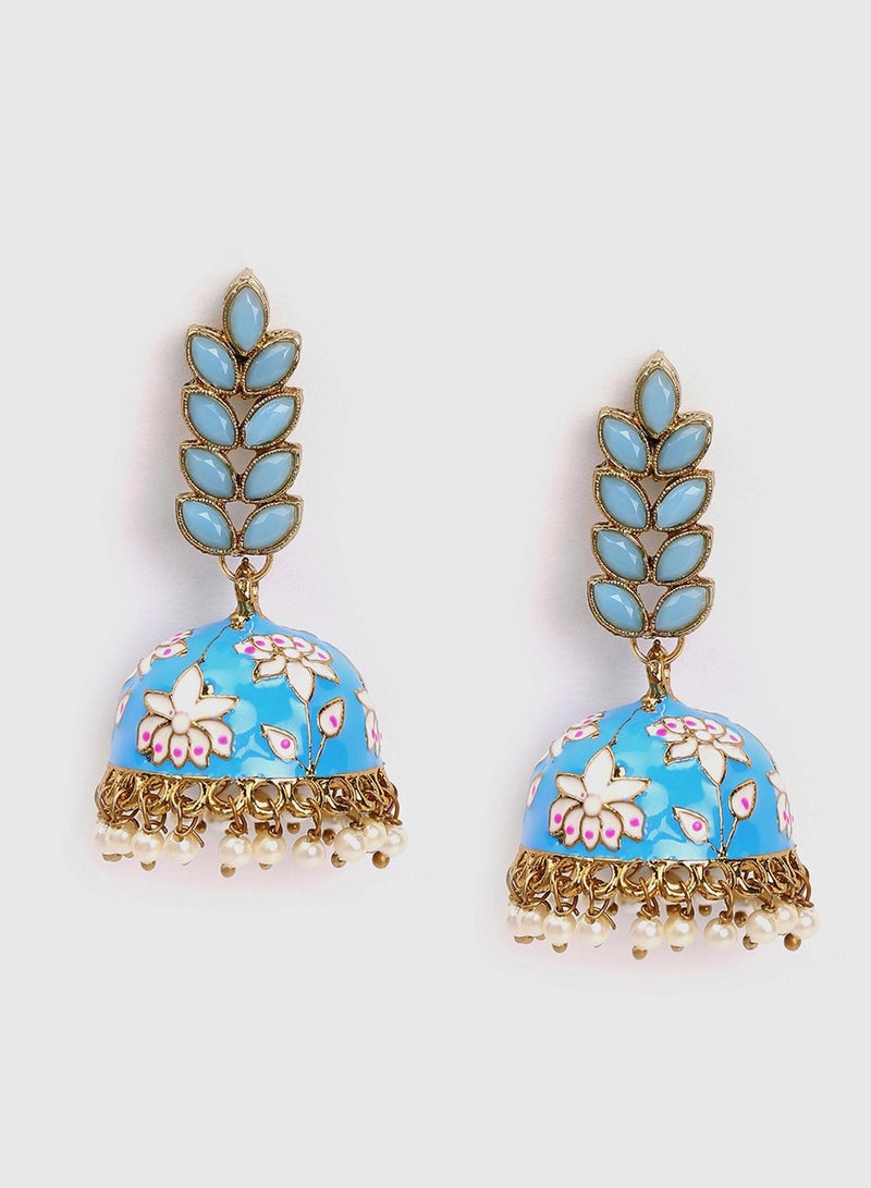 SOHI Blue & White Contemporary Artificial Drop Earring Jewellery - Image 1