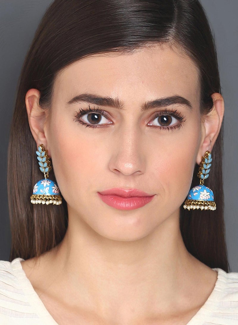 SOHI Blue & White Contemporary Artificial Drop Earring Jewellery - Image 3