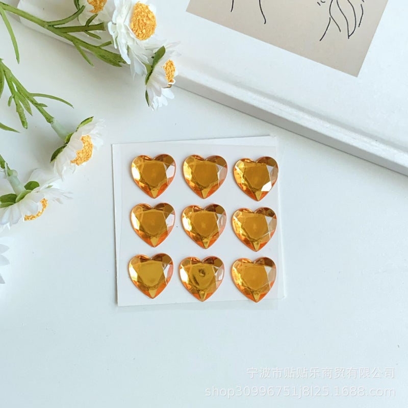 Generic Pearl Diamond Stickers for Kids Face Decoration 9 yellow hearts 